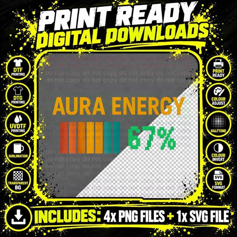 Aura Energy Six Seven Shirt, 6 7 Popular Trending Meme Png SVG Digital Bundle