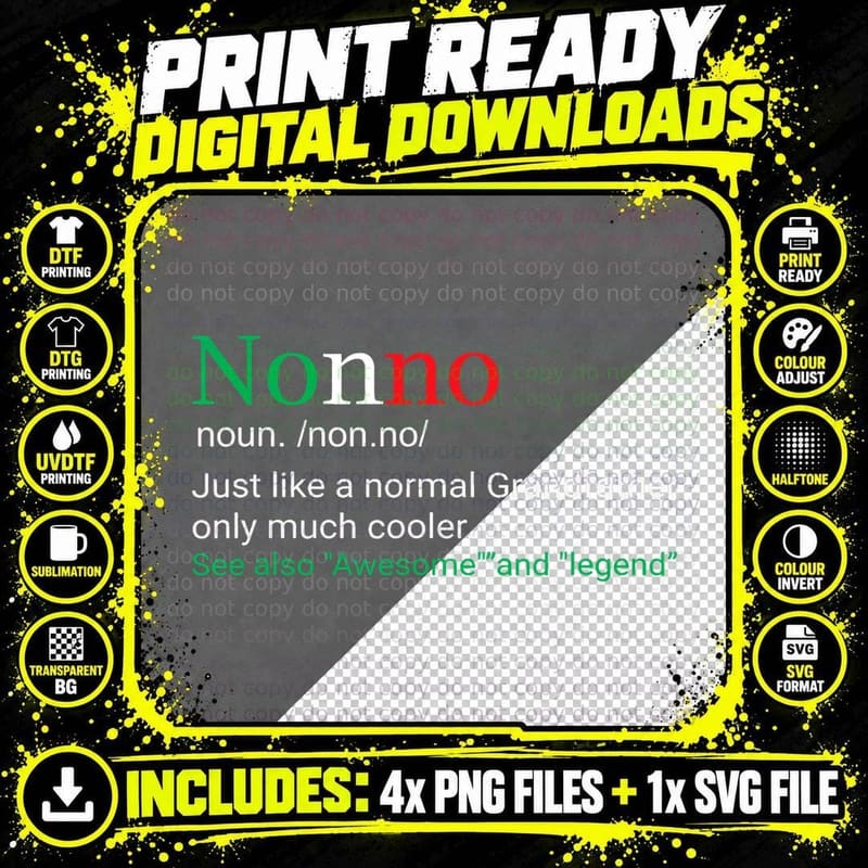 Best Funny Nonno Italian Grandfather Definition Gift Png SVG Digital Bundle