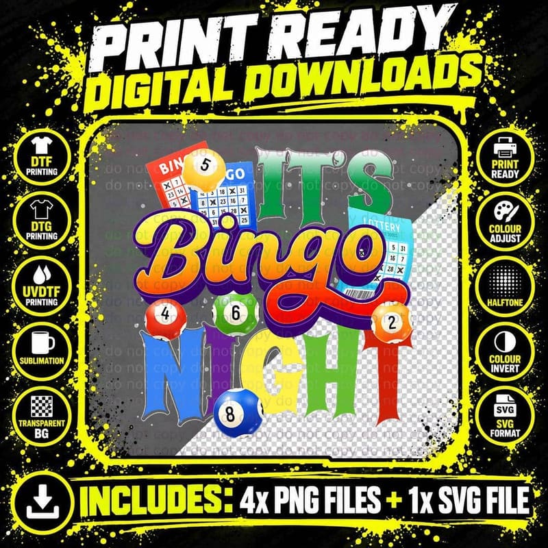 Bingo Night Gifts Funny Bingo Caller Game Player Png SVG Digital Bundle