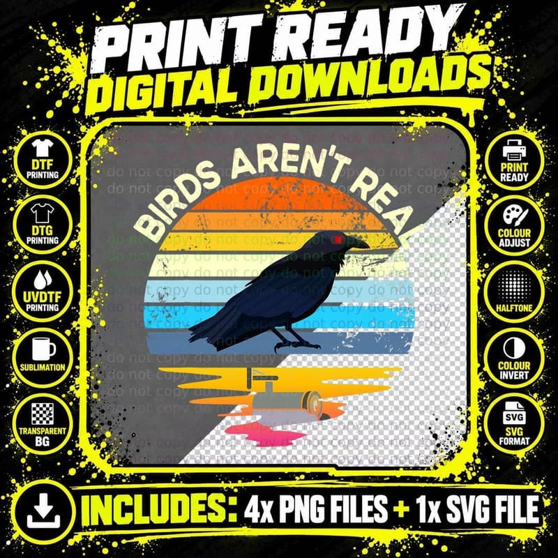 Birds Aren't Real Conspiracy Ory Birds Aren't Real Png SVG Digital Bundle
