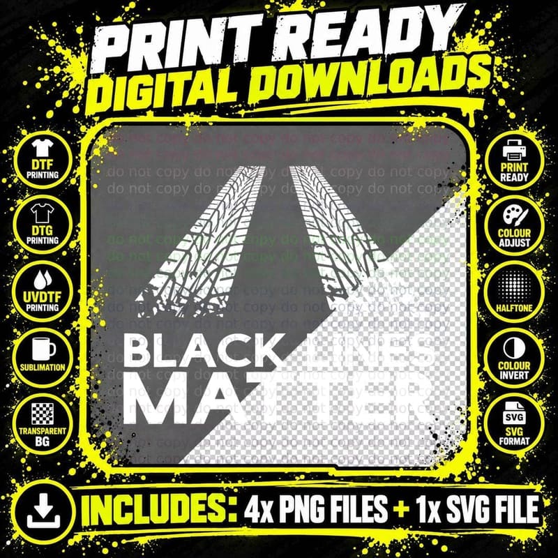 Black Lines Matter! Drift Car Guys Funny Racing Gift Png SVG Digital Bundle