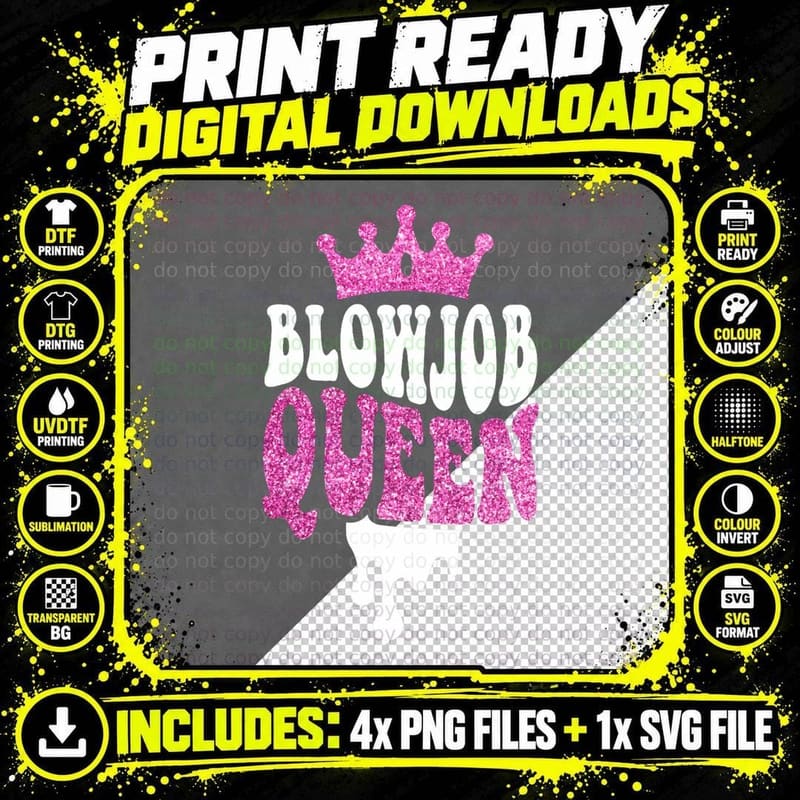 Blowjob Queen for Women Adult Rude Humor Tie Dye Blowjob Png SVG Digital Bundle