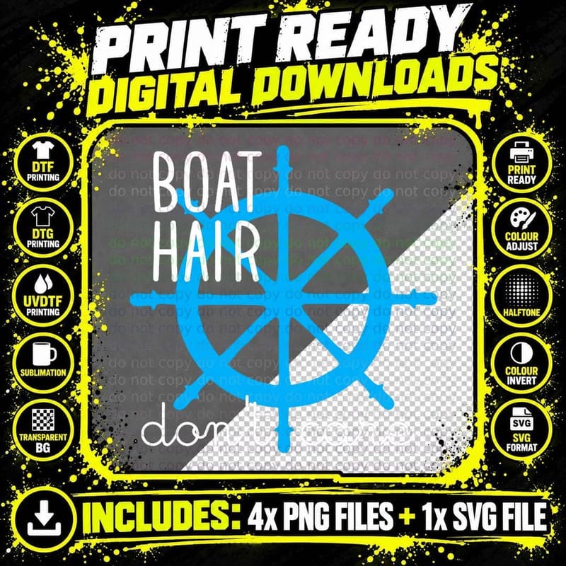 Boat Hair Don't Care T Shirt - Funny Cruise Shirts Png SVG Digital Bundle
