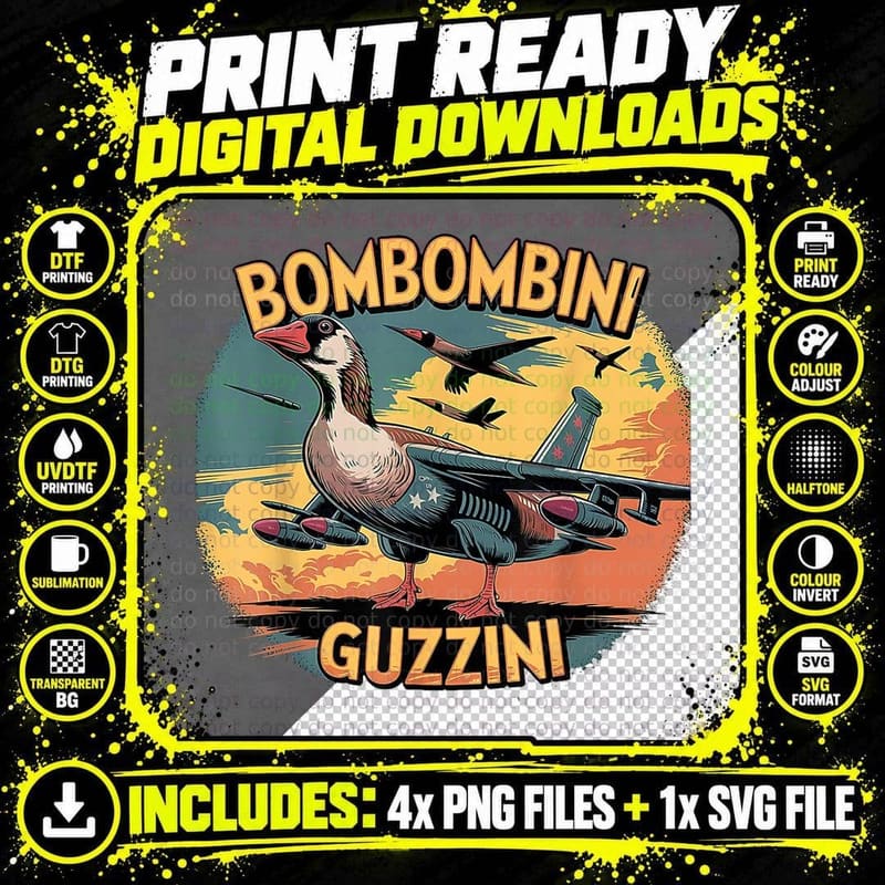 Bombombini Guzzini Funny Italian Brainrot Meme Humor Gen Png SVG Digital Bundle