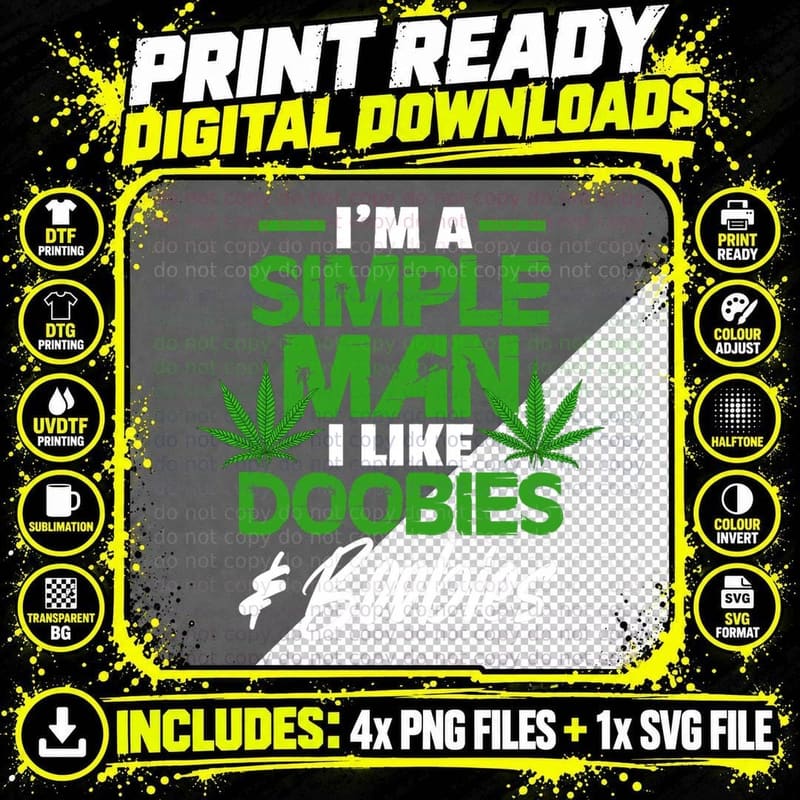 Cannabis Marijuana Weed Smoker Funny Doobies Boobies Png SVG Digital Bundle