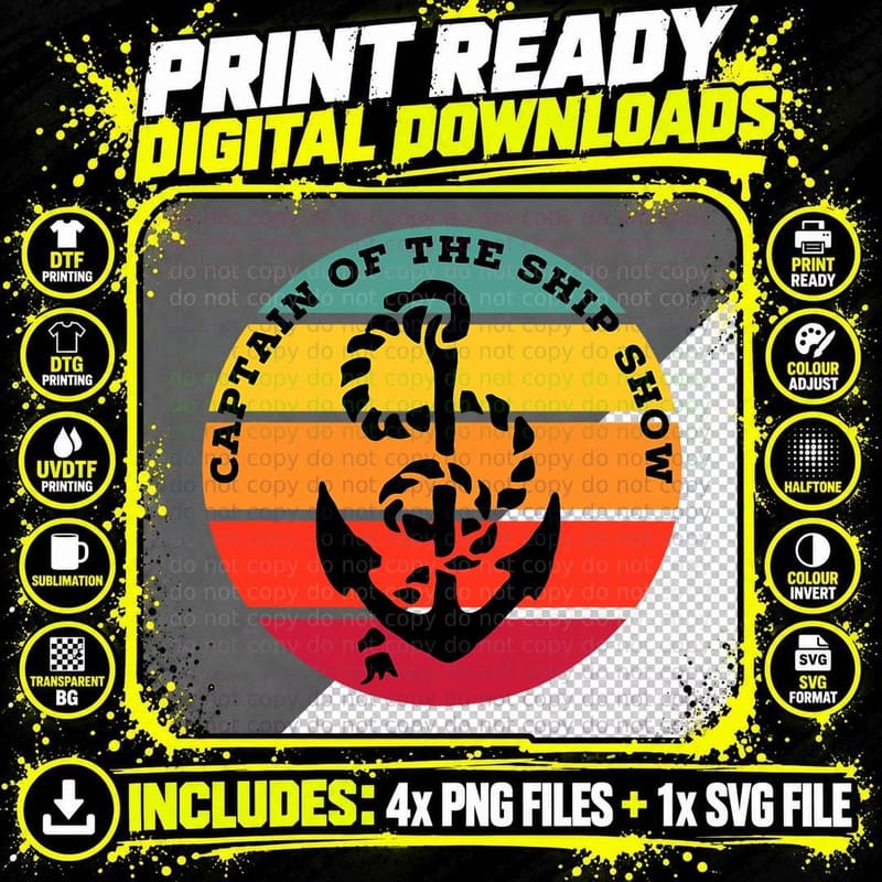 Captain of the Ship Show Funny Boat Captain Png SVG Digital Bundle
