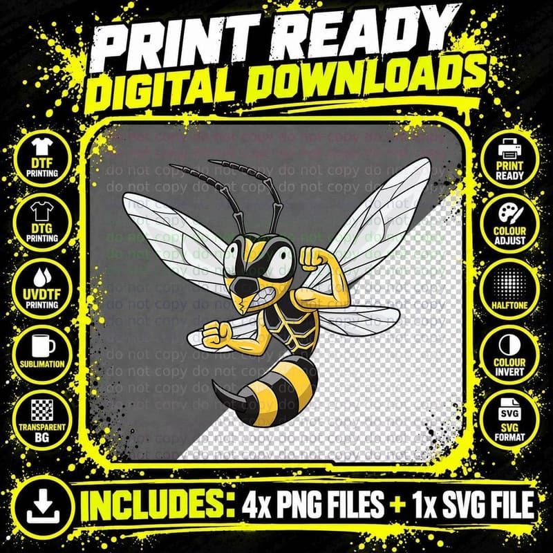 Cartoon Hornet I Bee I Insect I Hornet, Funny Bug Png SVG Digital Bundle