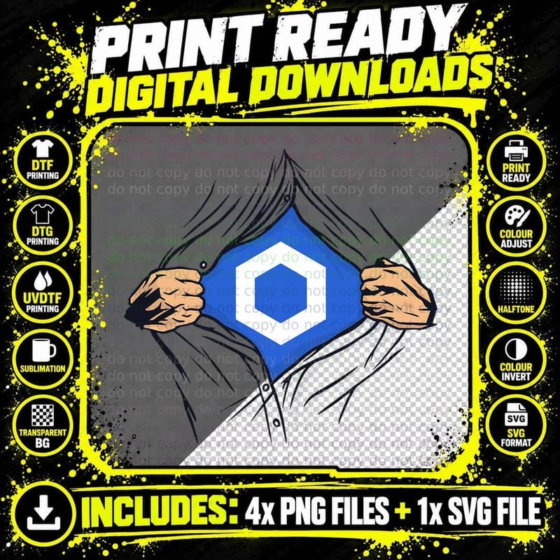 Chainlink LINK Crypto Tear Open Costume Cryptocurrency Png SVG Digital Bundle