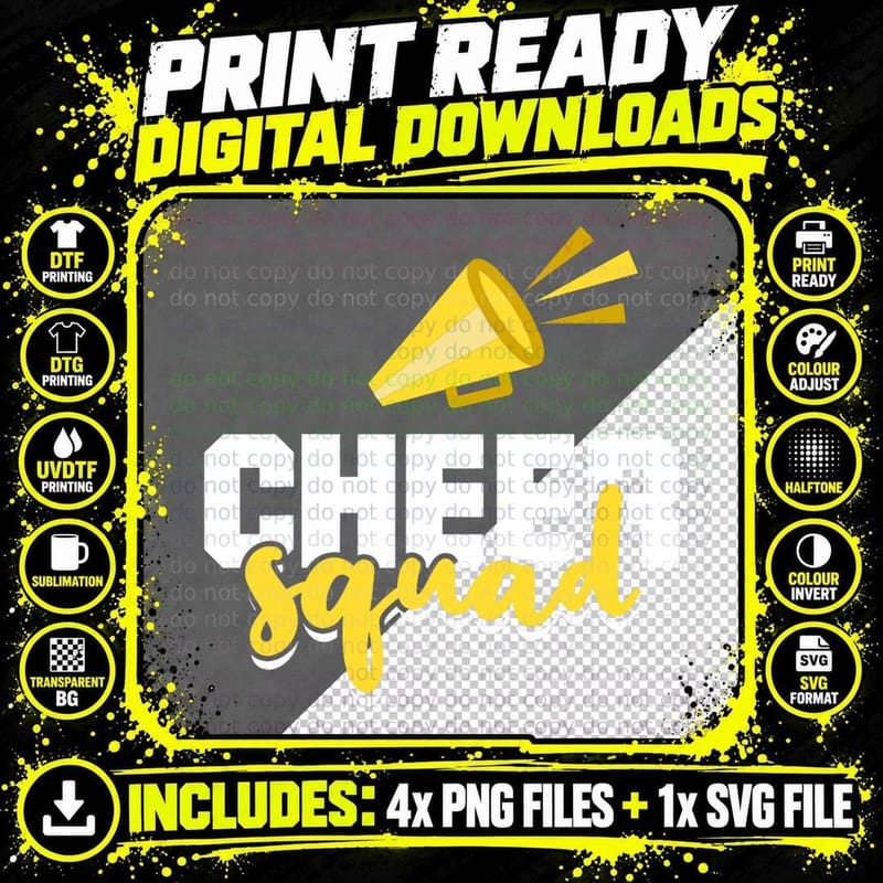 Cheer Squad Cheerleading Funny Cheerleader T-Shirt Png SVG Digital Bundle