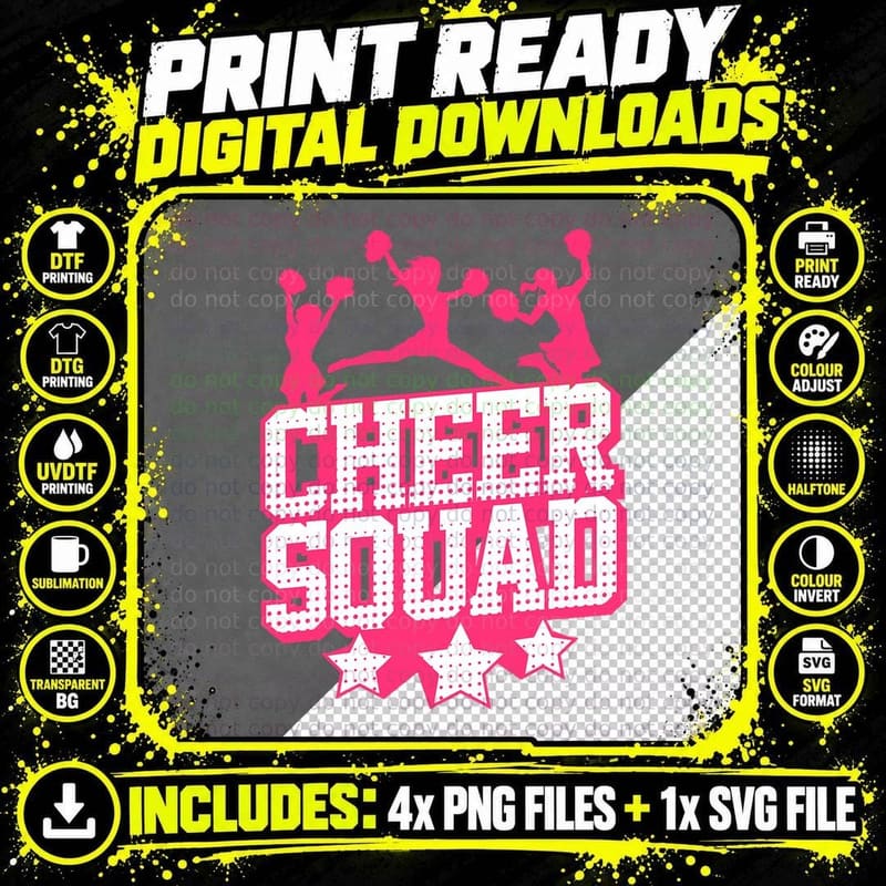 Cheer Squad Funny Cheerleader Cheering Cheerdancing Png SVG Digital Bundle
