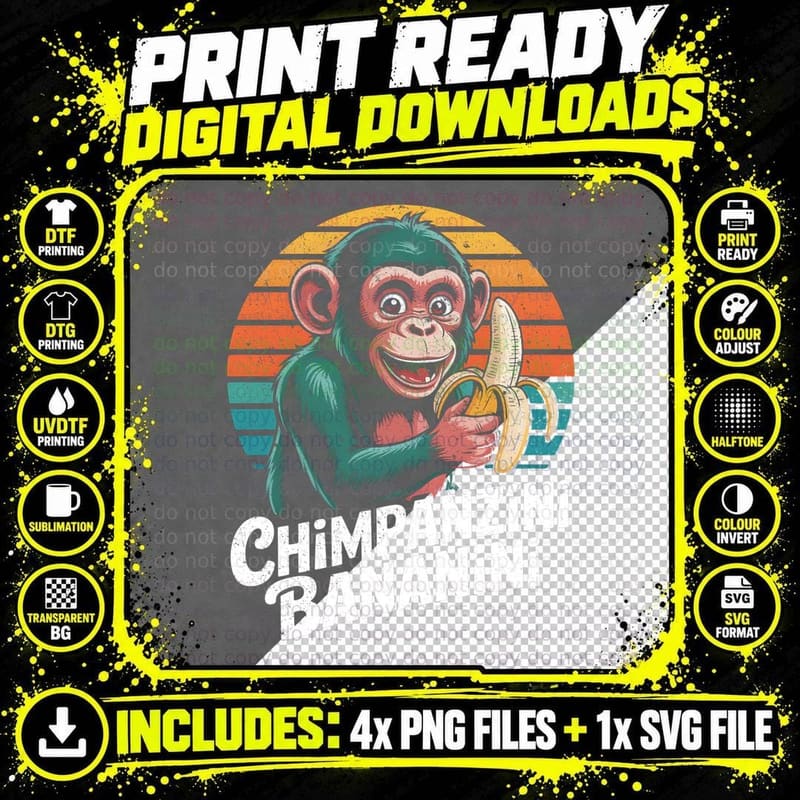 Chimpanzini Bananini Italian Brainrot T-Shirt Png SVG Digital Bundle