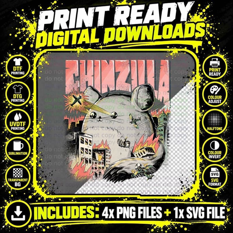 Chinzilla Funny Chinchilla Saying Gift Chinchillas Png SVG Digital Bundle