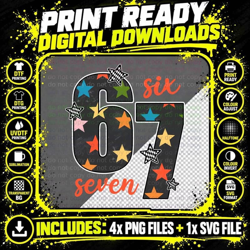 Cool Six Seven Tee, Birthday Party Style Shirt Png SVG Digital Bundle