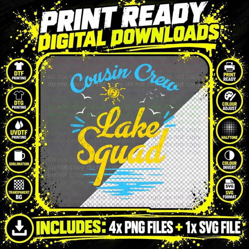 Cousin Crew Lake Squad Funny Family Vacation Lake Trip Png SVG Digital Bundle