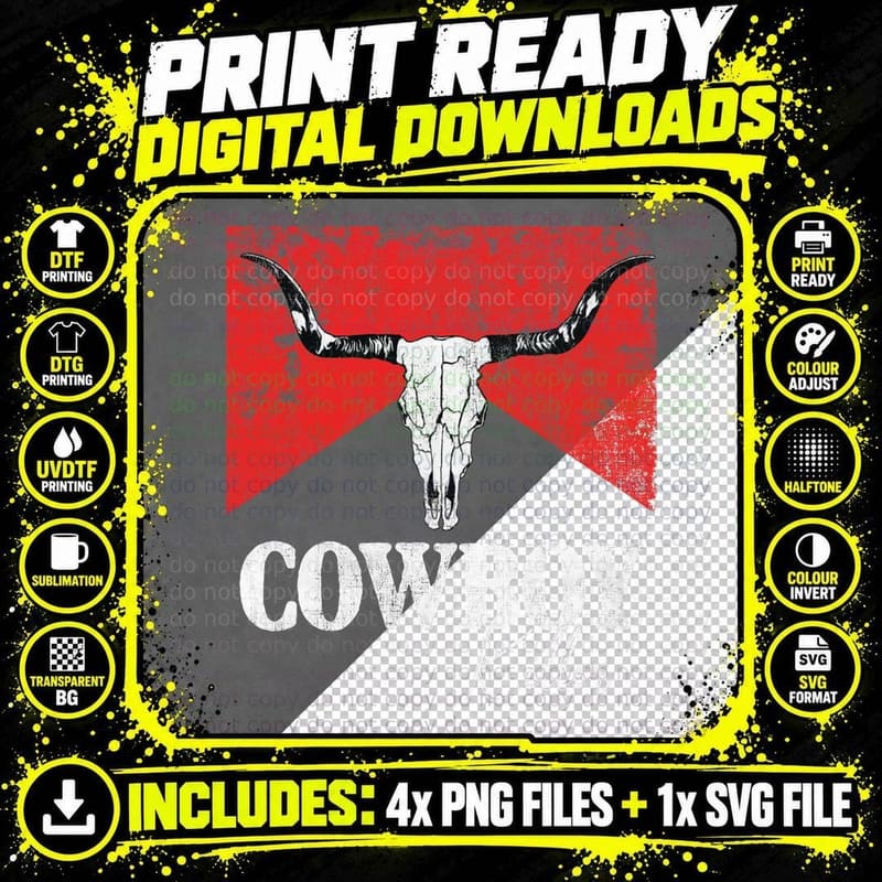 Cowboy Killer Funny Wild Vintage Western Rodeo Bull Png SVG Digital Bundle