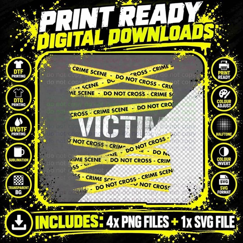 Crime Scene Victim Murder Mystery Dinner Party Game Meme Png SVG Digital Bundle