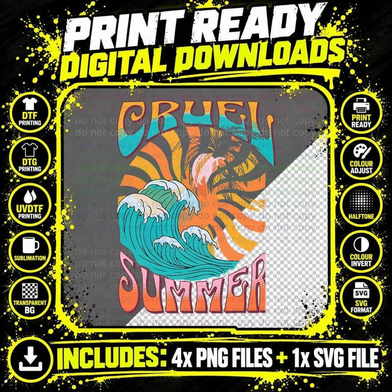 Cruel Summer Funny Cute Retro Vintage, 90s Style Png SVG Digital Bundle