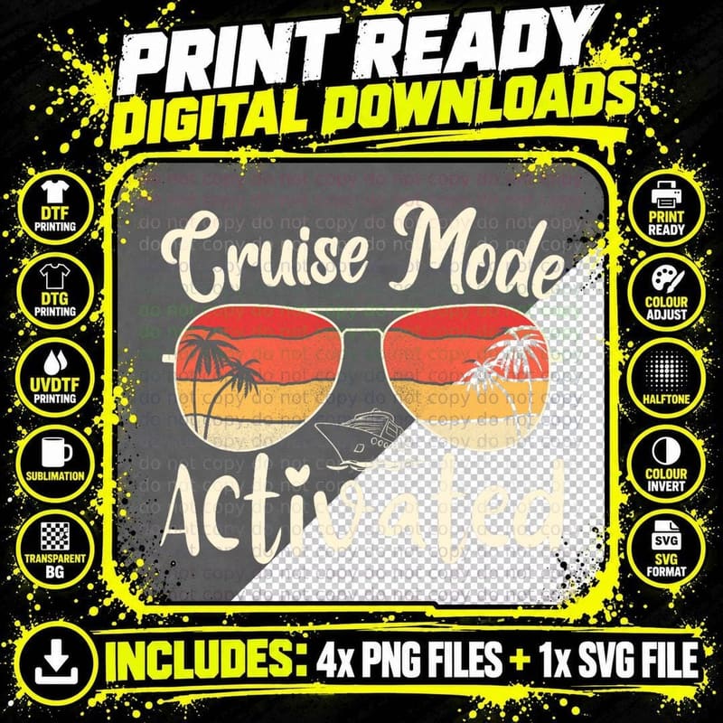 Cruise Mode Activated Vacation Funny Family Matching Png SVG Digital Bundle