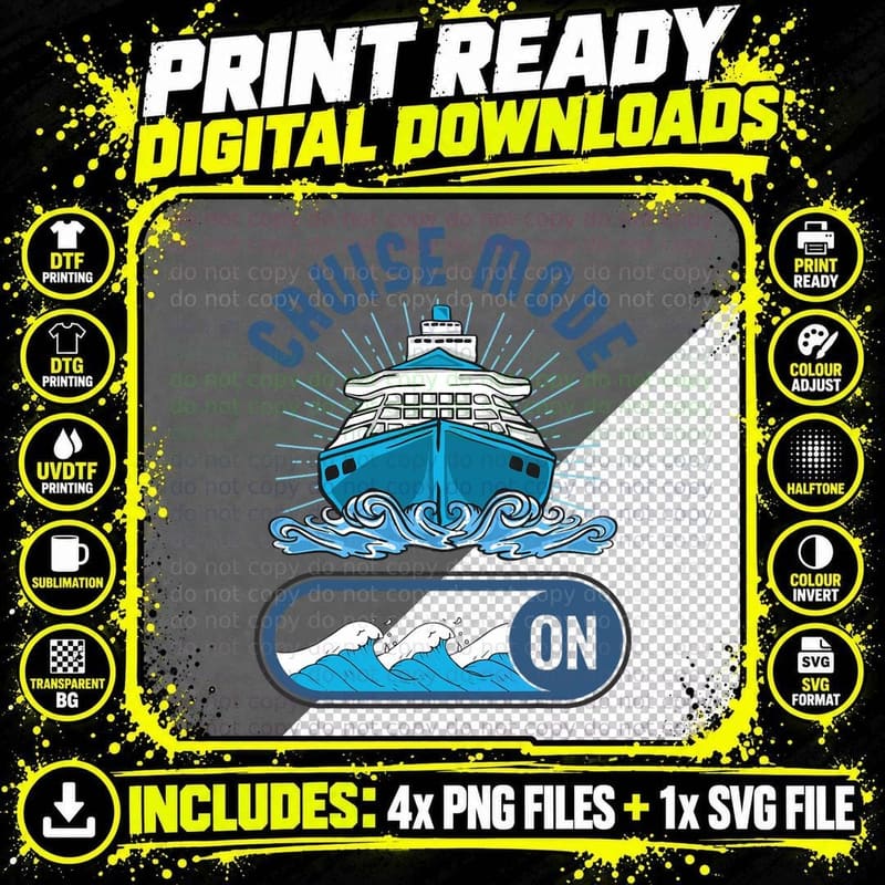 Cruise Mode on Summer Getaway Funny Cruise Vacation Png SVG Digital Bundle