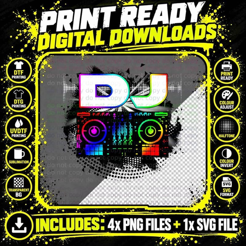 DJ Music Lover Music Player Sound Cool Funny Gift Png SVG Digital Bundle