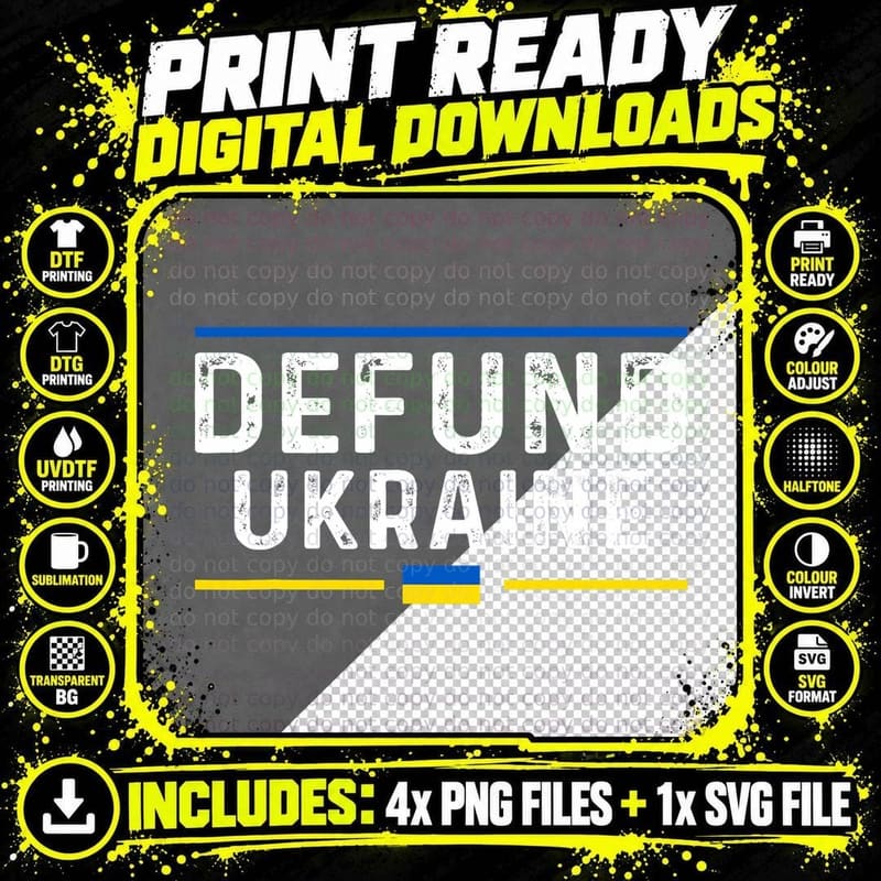 Defund Ukraine Pro America Vintage Typography Political Png SVG Digital Bundle
