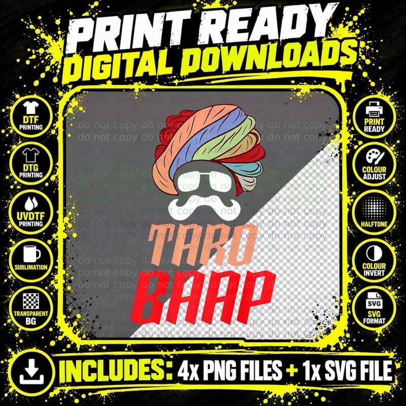 Desi South Asian Graphic Novelty Bollywood Funny Fathers Png SVG Digital Bundle
