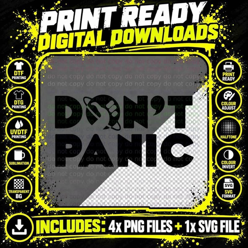 Don't Panic T-Shirt, Hitchhiker's Guide Galaxy Png SVG Digital Bundle