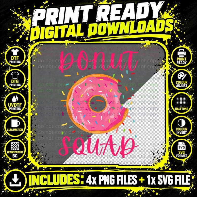 Donut Squad Funny Donut Funny Birthday Donut Lovers Png SVG Digital Bundle