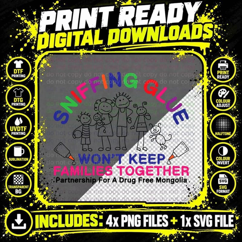 Drug Free Mongolia Humor Sarcastic Weird Funny Y2k Png SVG Digital Bundle