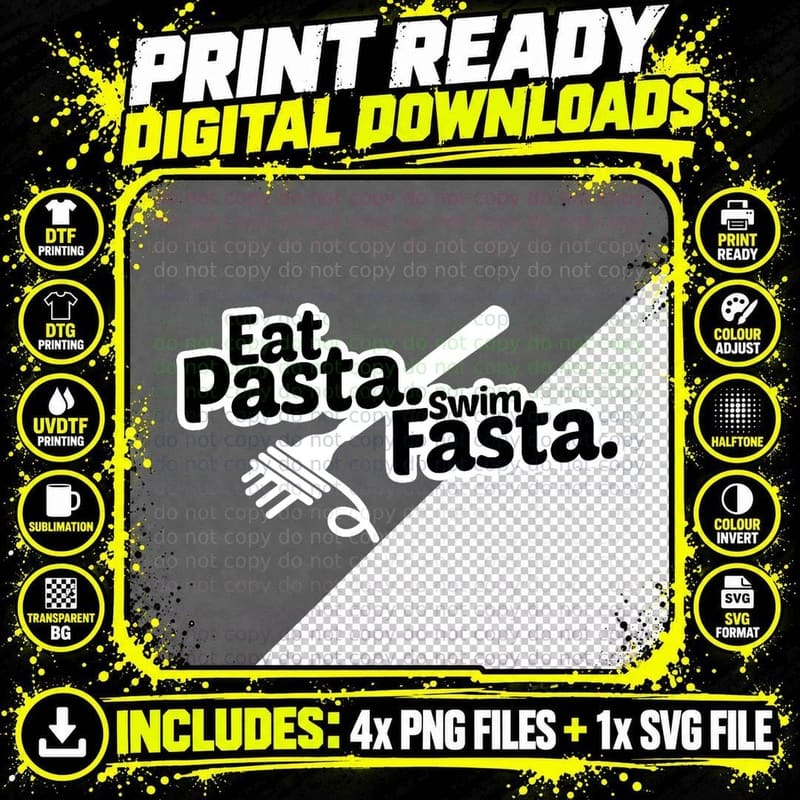 Eat Pasta Swim Fasta - Funny Swimmer Gift Tshirt Png SVG Digital Bundle