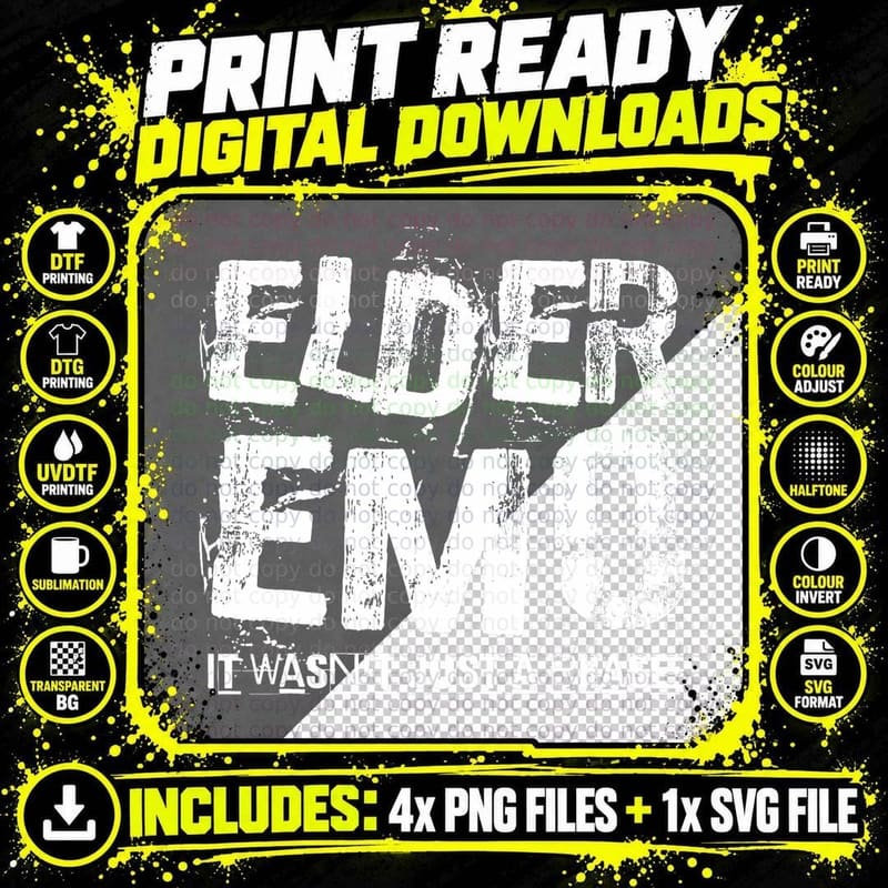 Elder Emo. It Wasn't Just a Phase - Funny Emo Goth Png SVG Digital Bundle