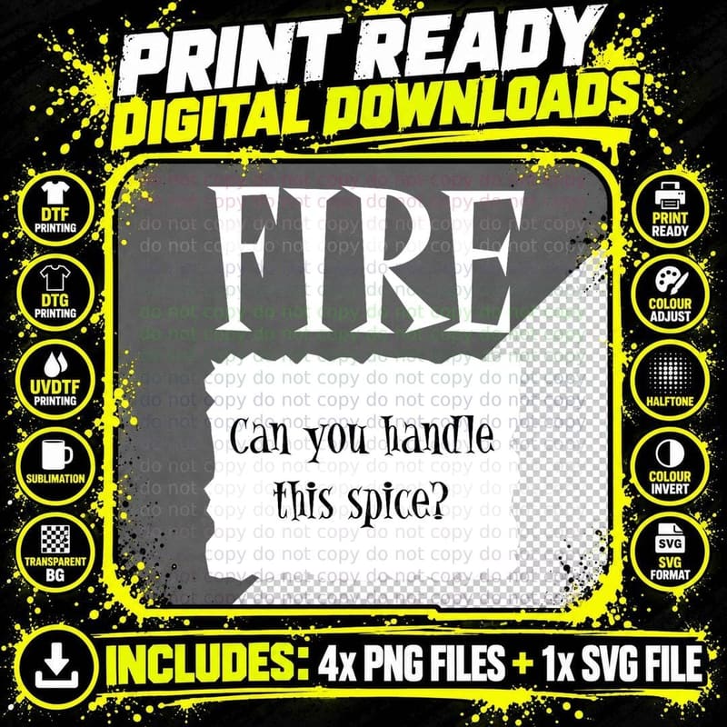 Fire Spice Text T-Shirt, Fire Tee, Funny Novelty Gift Png SVG Digital Bundle