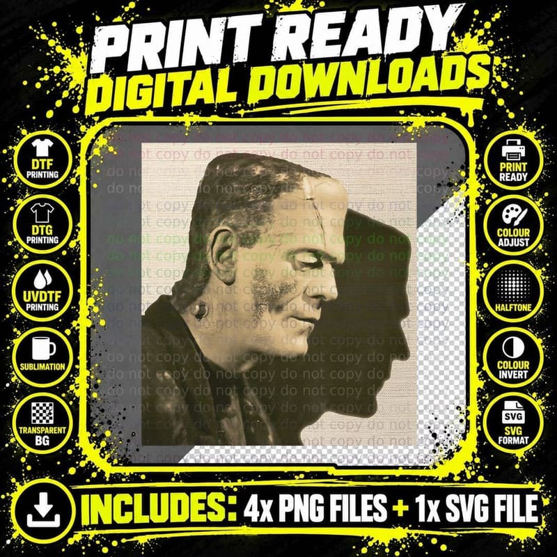 Frankenstein Monster T-Shirt, Funny Novelty Gift Graphic Png SVG Digital Bundle