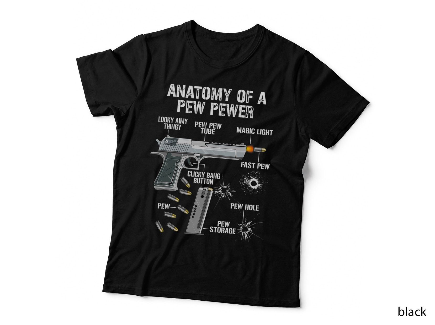 Funny Anatomy of a Pew Pewer - Ammo Gun - Amendment Saying T-Shirt