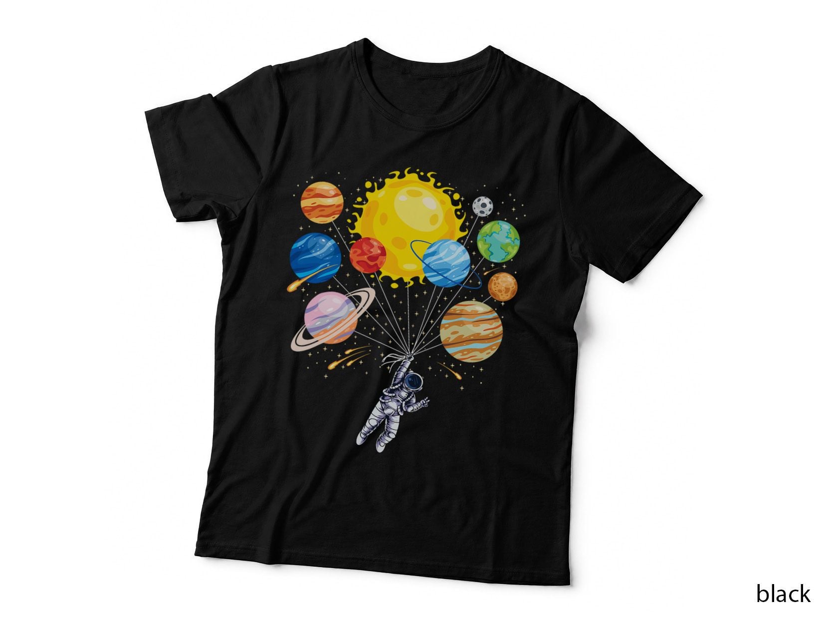 Funny Astronaut Space Balloon Planet Science Solar System T-Shirt
