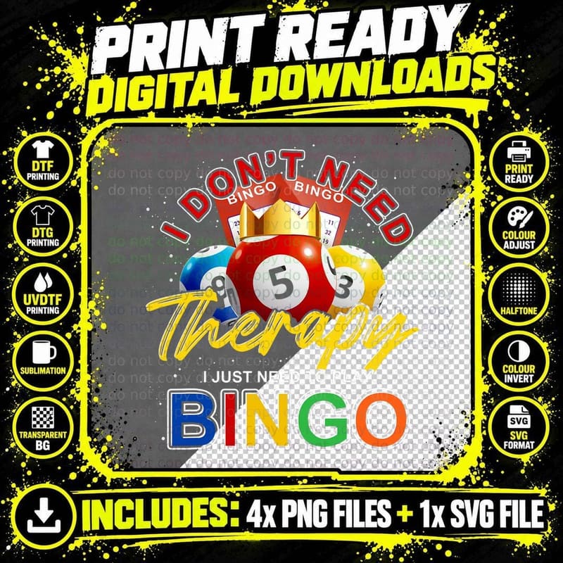 Funny Bingo Player Gift Gambling Lover Lottery Winner Png SVG Digital Bundle