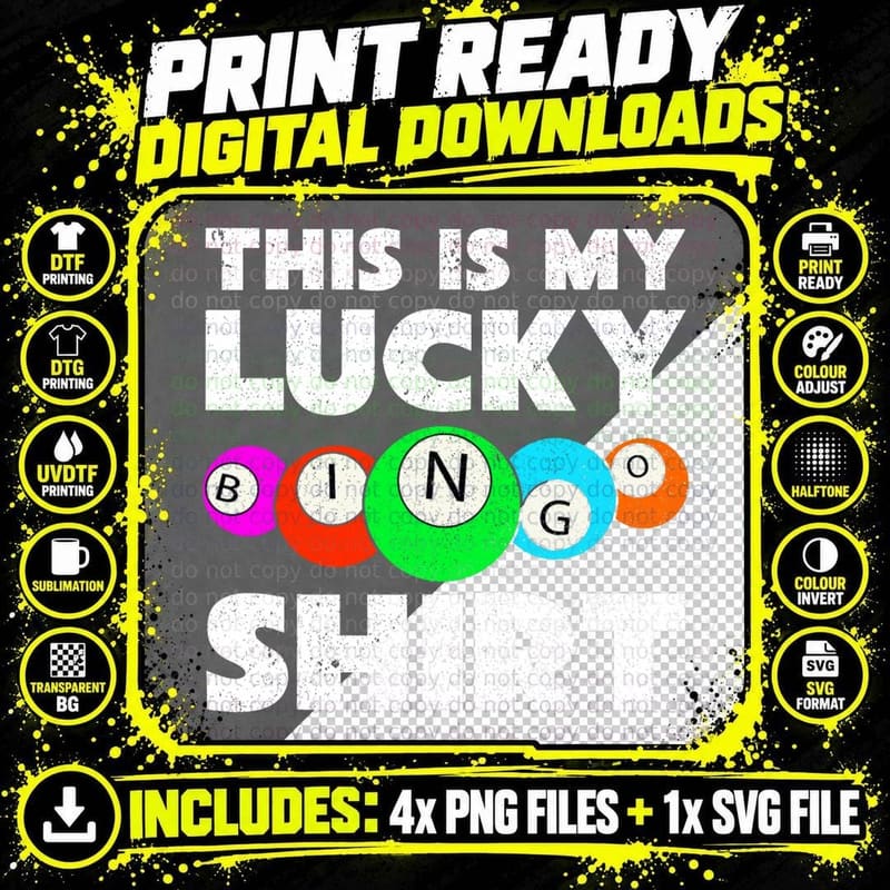 Funny Bingo Shirt Gambling Bingo Player Hobby Lottery Png SVG Digital Bundle