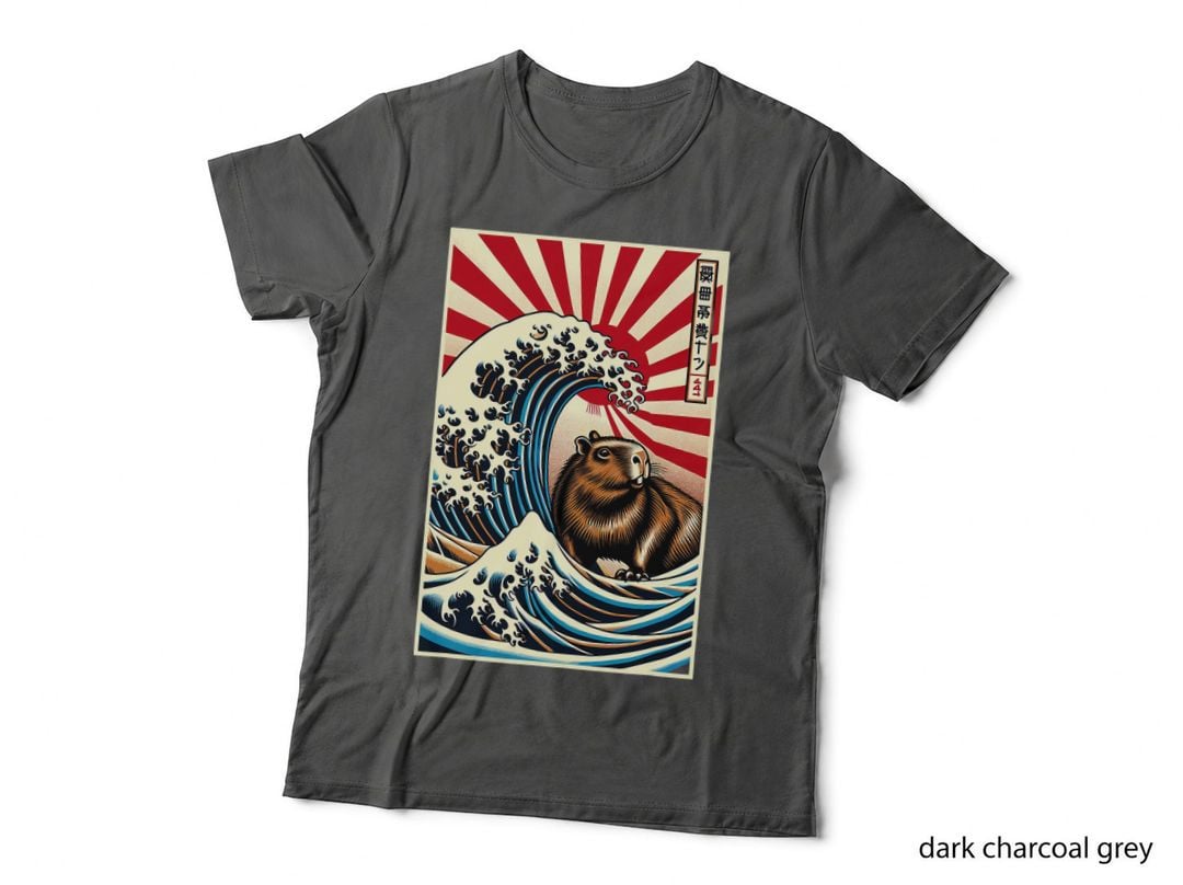 Funny Capybara Japanese Art Kanagawa Great Wave Capyzilla T-Shirt