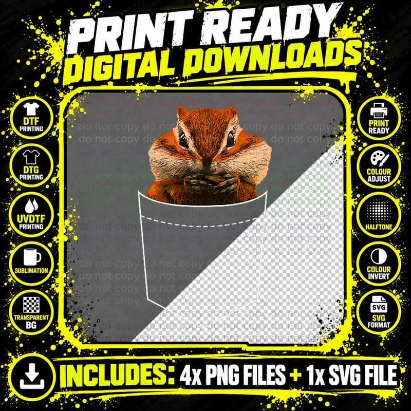 Funny Chipmunk for Men Women Pocket Animal Squirrel Png SVG Digital Bundle