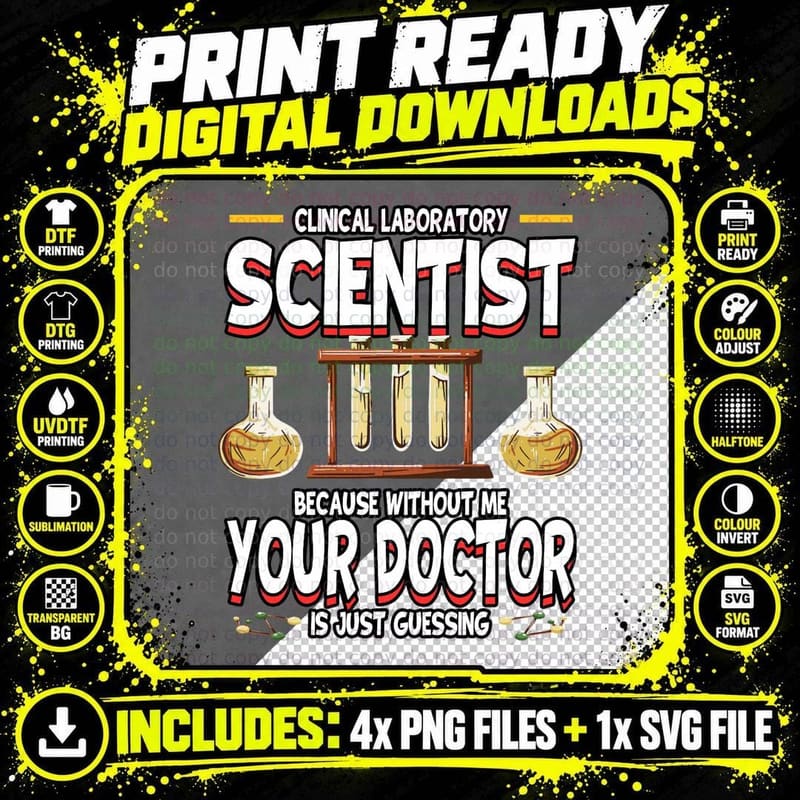 Funny Clinical Laboratory Scientist Science Lab Png SVG Digital Bundle