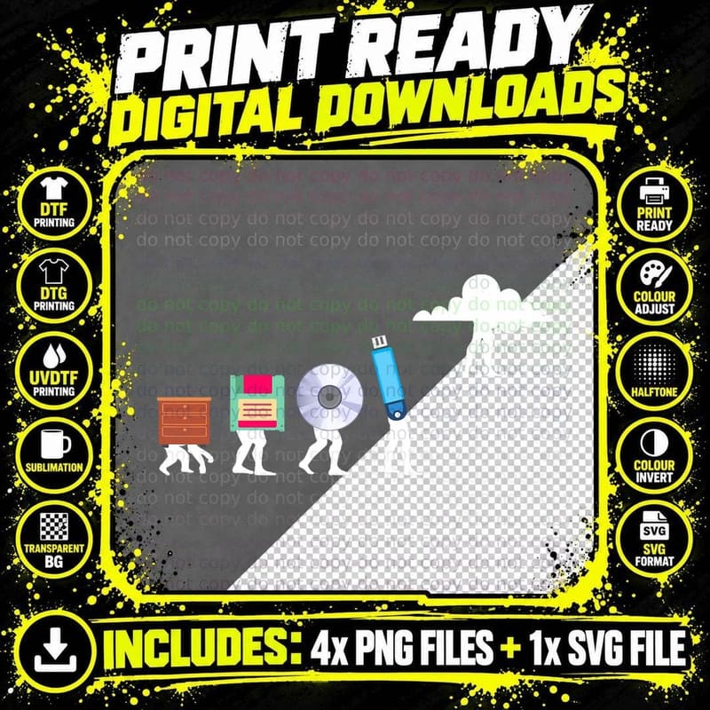 Funny Cloud Evolution Computer Science Programmer Nerd Png SVG Digital Bundle