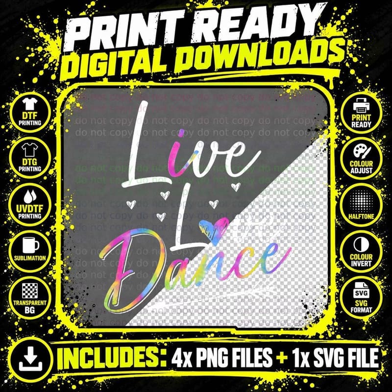 Funny Dancer Dancing Girls Live Love Dance Girls T-Shirt Png SVG Digital Bundle