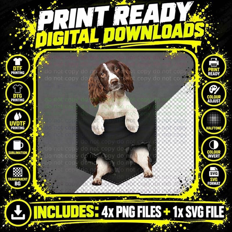 Funny English Springer Spaniel in Your Pocket Dogs Png SVG Digital Bundle