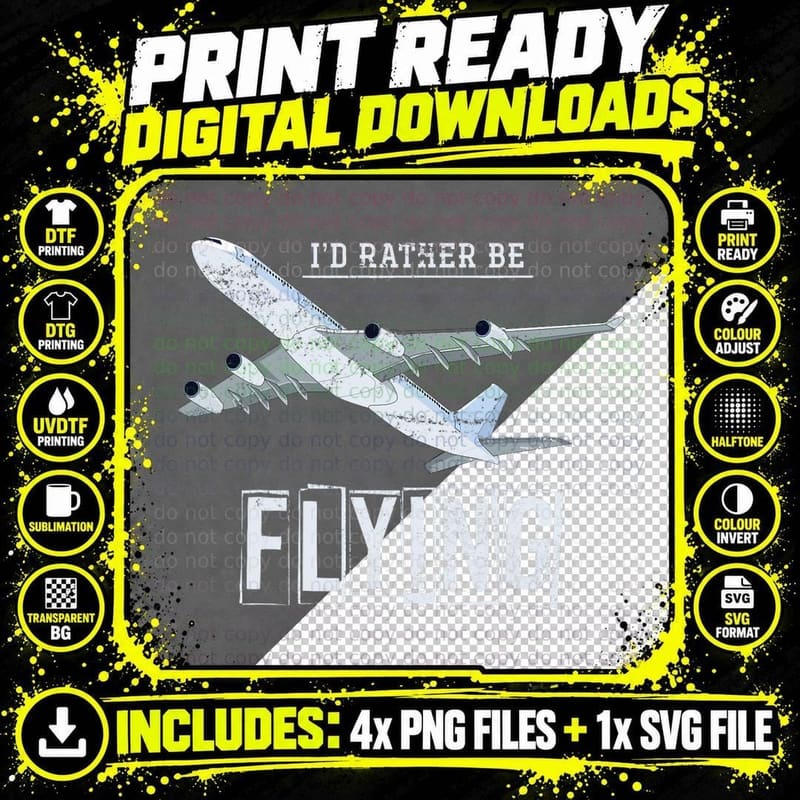 Funny Flying Plane Pilot Aircraft Gift Flight Airplane Png SVG Digital Bundle