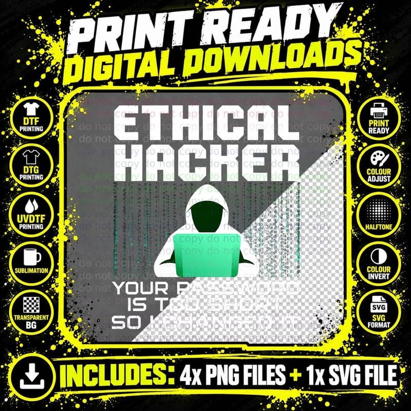 Funny Hacker Art for Men Women Hacking Lover Computer Png SVG Digital Bundle
