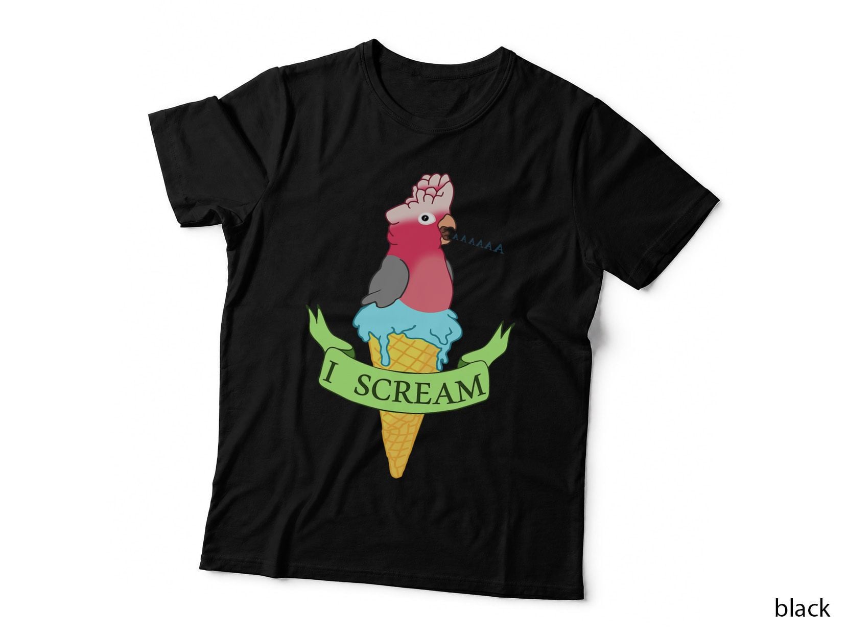 Funny I Scream Birb Memes Doodle, Ice Cream Galah Cockatoo T-Shirt