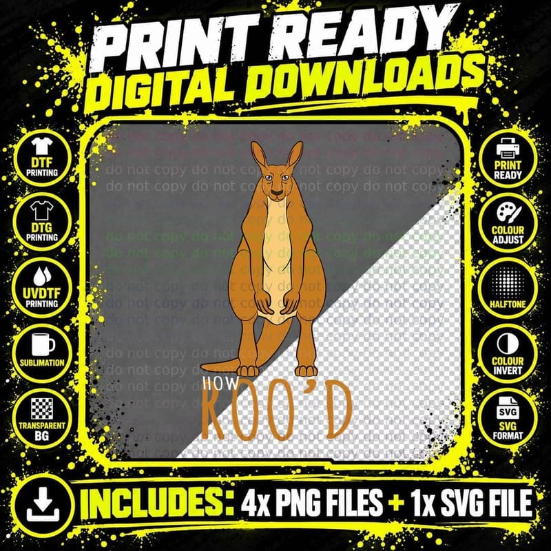 Funny Kangaroo Meme Design - How Roo'd, Humor Png SVG Digital Bundle