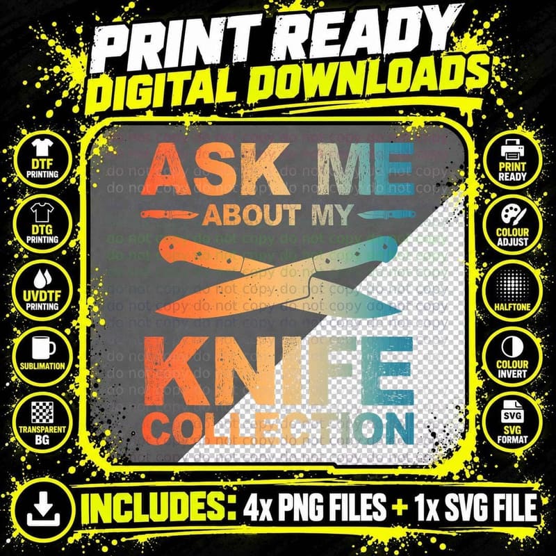 Funny Knife for Men Women Collector Knives Pen Pocket Png SVG Digital Bundle