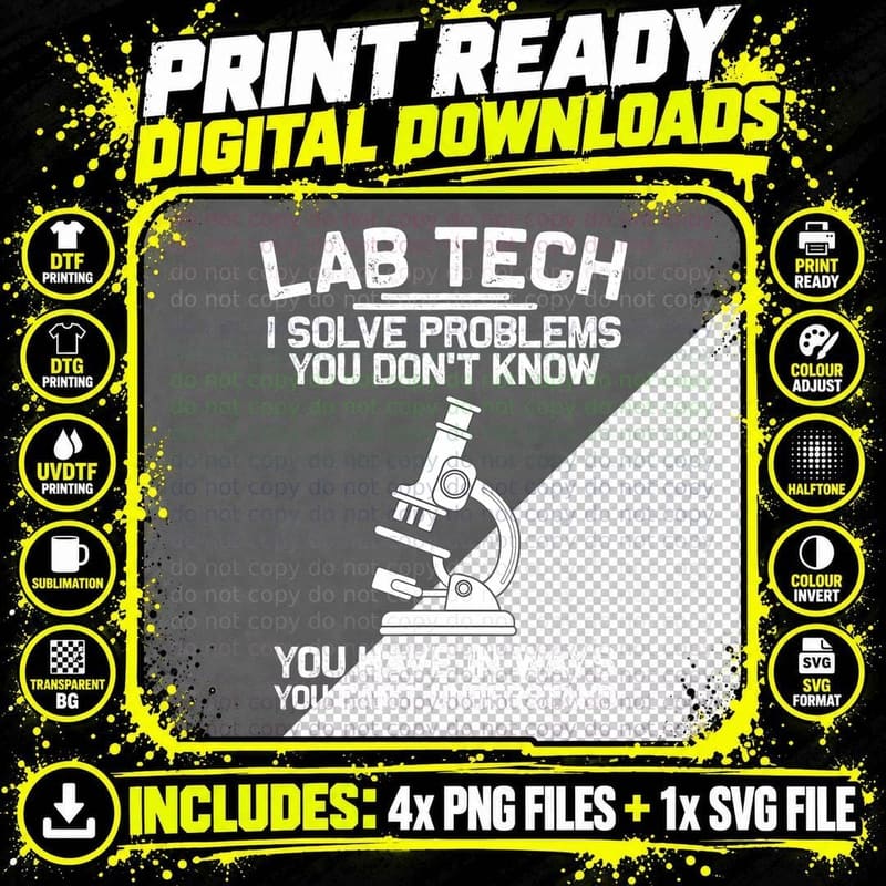 Funny Lab Tech Art for Men Women Medical Laboratory Lab Png SVG Digital Bundle