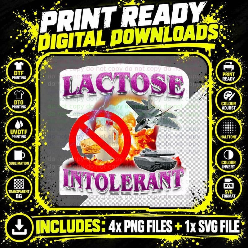 Funny Lactose Humor Meme Tolerant Explosion, Dairy Joke Png SVG Digital Bundle